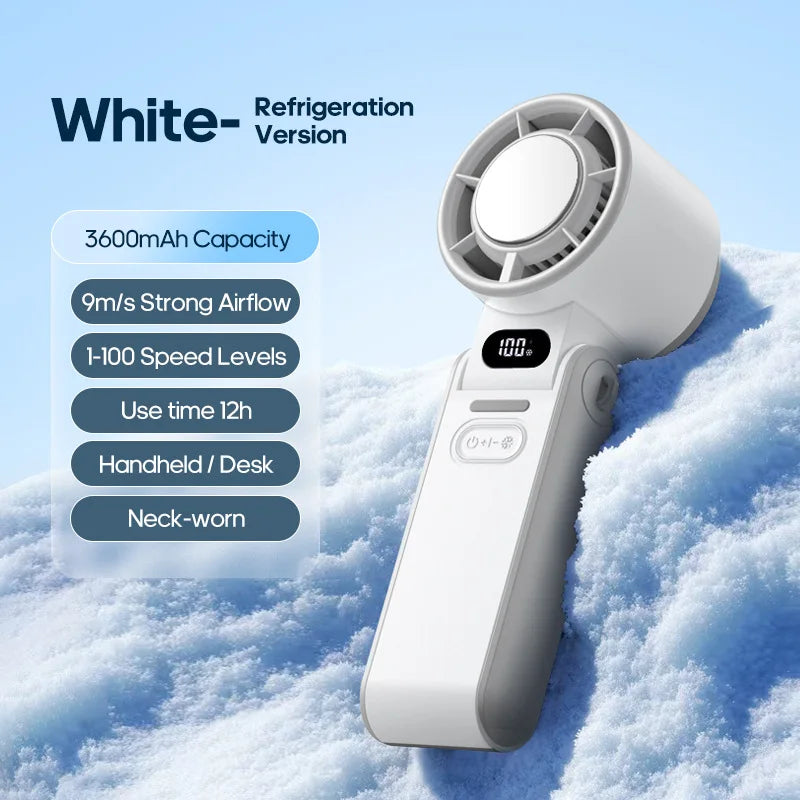 Portable Turbo Cooling Fan – 3600mAh, 100 Speeds, Foldable