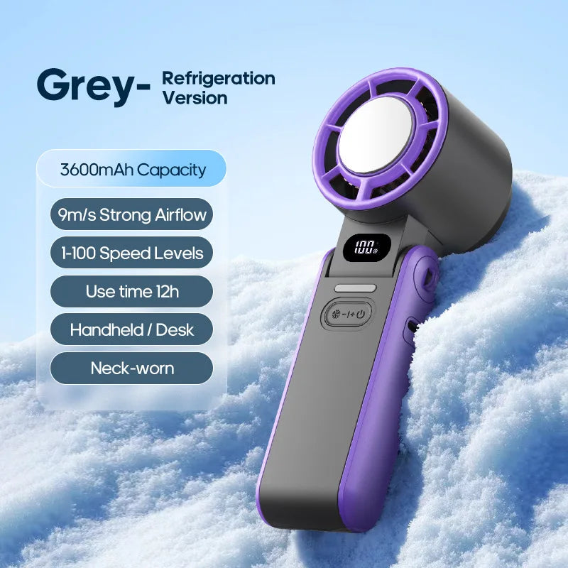 Portable Turbo Cooling Fan – 3600mAh, 100 Speeds, Foldable