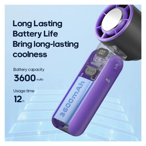 Portable Turbo Cooling Fan – 3600mAh, 100 Speeds, Foldable