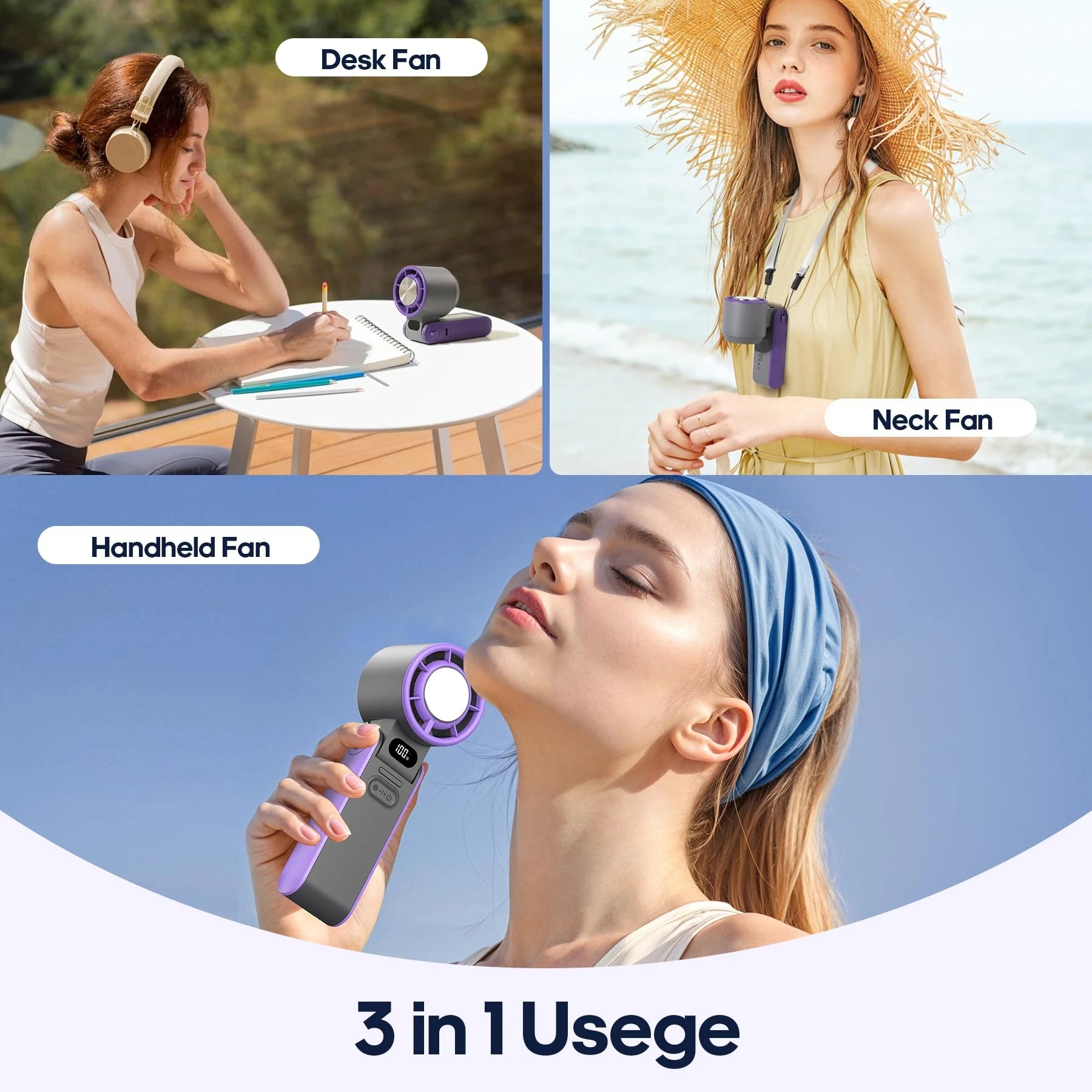 Portable Turbo Cooling Fan – 3600mAh, 100 Speeds, Foldable