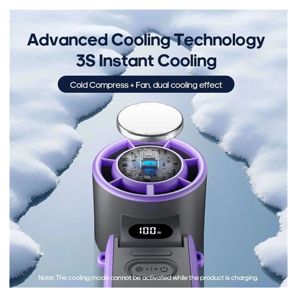 Portable Turbo Cooling Fan – 3600mAh, 100 Speeds, Foldable