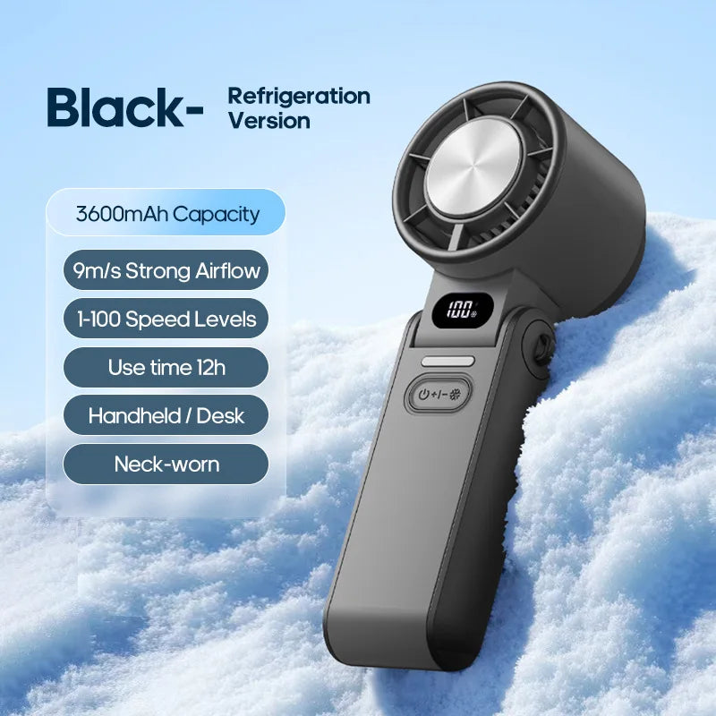 Portable Turbo Cooling Fan – 3600mAh, 100 Speeds, Foldable